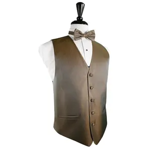 Mocha Herringbone Tuxedo Vest