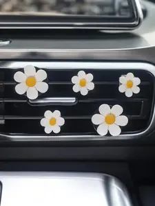 5-piece set of fresh daisy car vent aromatherapy clips, car air conditioner decoration clips, car interior ornaments for women.