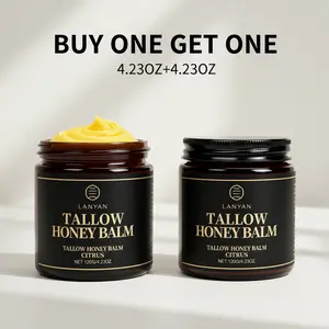 [2 Packs] Beef Tallow Honey Balm For Skin, Grass-Fed Tallow, Grass Finished, Tallow Moisturizer, Natural Hydrating Repair Cream for Dry, Sensitive, Irritated Skin,  4.23oz*2