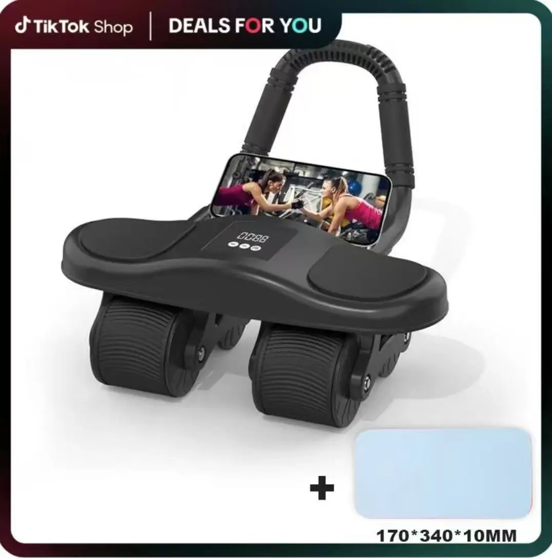 Four-wheel healthy belly Auto Rebound Belly Tuck and Roll Abdominal Training Abdominal Wheel Men's and Women's Home Elbow Brace Roller Exercise and Fi