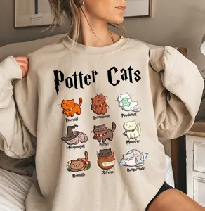 Potter Cats Sweatshirt: Funny Wizard Cat Lover Gift