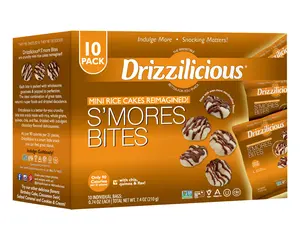 Drizzilicious S'mores Mini Rice Cakes - Gluten-Free, Vegan, Crunchy & Healthy Snack, 90 Calories per Bag, 0.74 oz (Pack of 10)