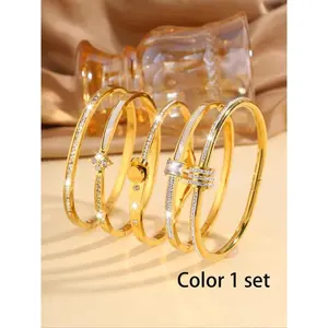 Simple Style Plain Color Stainless Steel Bracelet, Elegant Bracelet for Women & Men, Trendy All-match & Exquisite Jewelry for Birthday Gift  His and Hers Gifts