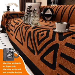 1pc Plush Simple Luxurious Sofa Blanket, Soft Sofa Protector, All Seasons Universal, Pet Friendly, Non-Slip Dustproof, Machine Washable, Home Decor Couch Cover
