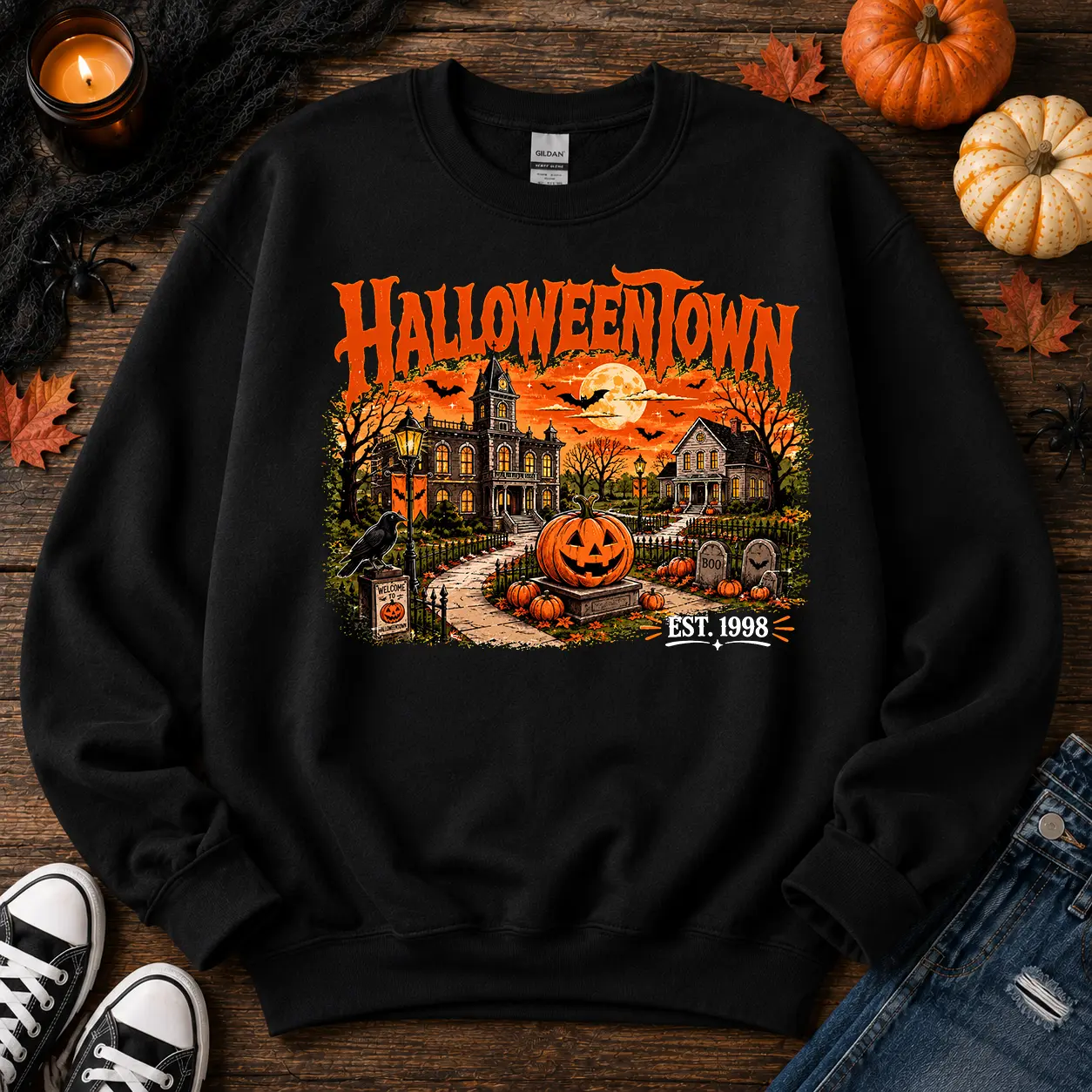 Halloweentown Est 1998 Sweatshirt, Retro Halloweentown, Fall Halloween Sweatshirt