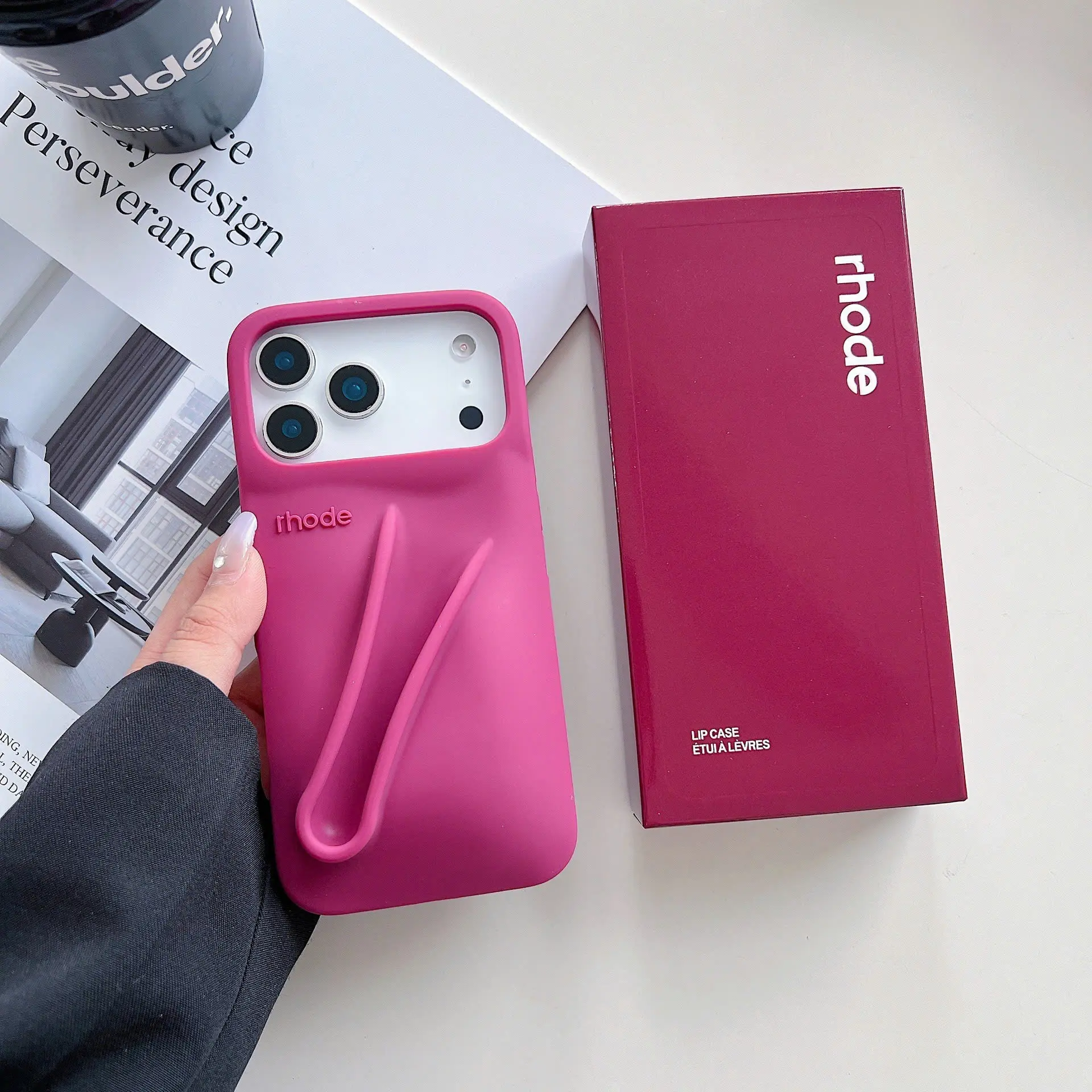 [Fullset] Lipstick and Lip gloss phone case | Rhode The Ultimate It-Girl Accessory  | Bubblegum Pink Lip Case - Keep Your Gloss Close  | Must-Have Makeup Hack | Shop the Viral Rhode-Inspired Case Now!