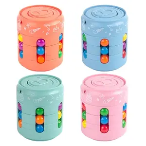 Magic Colorful Beans Cube Stress Relief Fidget Spinner - Colorful Beads, Puzzle Game, Engaging Fidget Toy for Anxiety Relief & Cognitive Boosting