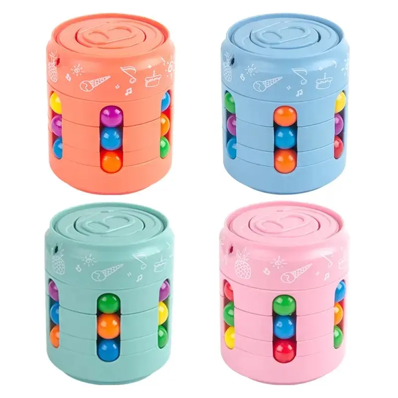 Magic Colorful Beans Cube Stress Relief Fidget Spinner - Colorful Beads, Puzzle Game, Engaging Fidget Toy for Anxiety Relief & Cognitive Boosting
