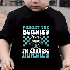 Funny Easter Baby Bodysuit Forget the Bunnies I'm ChasingHunnies Romper Cute Rabbit Graphic Infant One Piece Newborn Toddler Easter Outfit Short Sleeve Baby ShowerGift