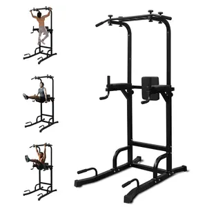 FIZCKEOM Power Tower Dip Station Pull Up Bar for Home Office Gym, Multi-Function Workout Dip Station Power Tower for Full Body Strength Training Fitness Equipment, Pull Up Stand Holds Up to 440LBS