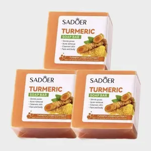 Turmeric Manual Soaps, 3 Counts Deep Cleansing Soaps, Moisturizing Soaps For Face & Body, Body Wash & Soaps For Women & Men cake soap Lactic Acid Soap with Lemon Kojic