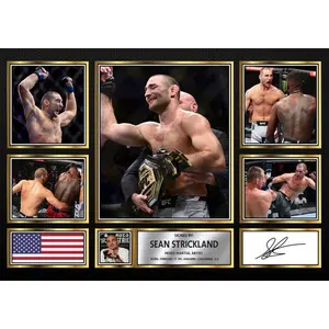 Sean Strickland UFC FIighters UnFrame Autographed Print - Limited Edition Autograph Fan Gift – Collectible Memorabilia Merchandise