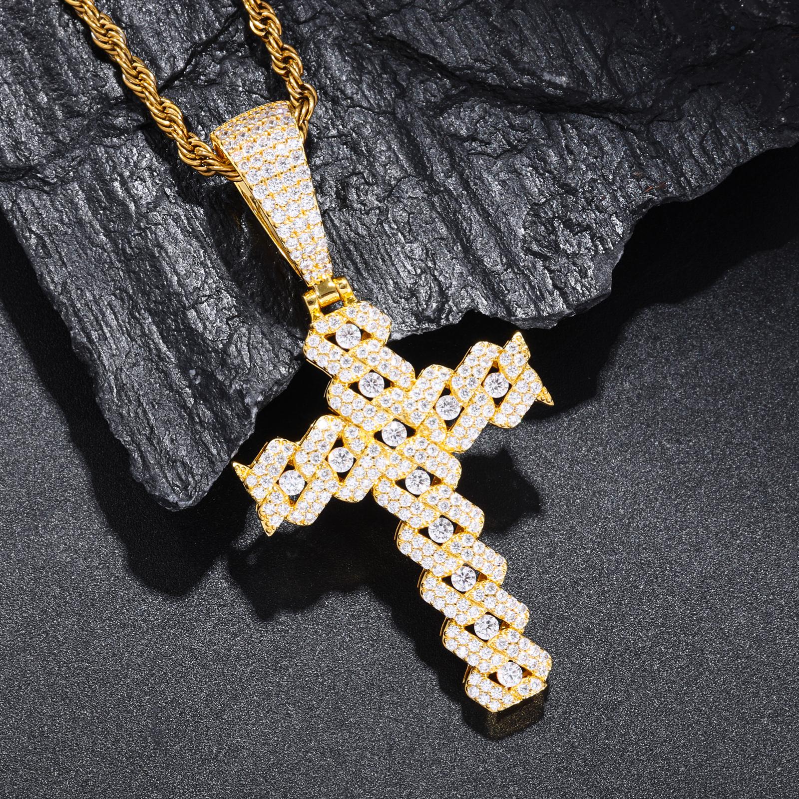 【#P794】Cross Pendant UCCIYO Lab-Created Moissanite S925 Sterling Silver Moissanite Pendant Necklace For Women Men Hip Hop Jewelry Gift