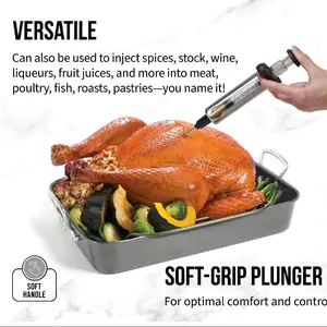 Versatile Stainless Steel Flavor Injector with Soft Grip Handles in Black for Optimal Comfort and Control