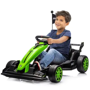 GARVEE 24V Motorized Ride-On Go Kart for 6-8 Years+, 7Ah Battery, Dual 200W Motors, Pedal Control, Adjustable Length, 7.5MPH Drifting Toy Car, 135 lbs Max Load, Green Racing Toy