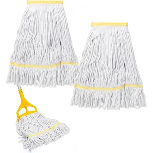 2 Pack Heavy Duty Mop  Replacement, Commercial Industrial Mop Heads,Looped End String  Wet Replacement  Refills (White)