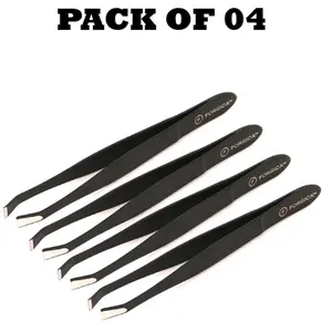 Forgica Professional Stainless Steel Paper Coated Black Tweezers