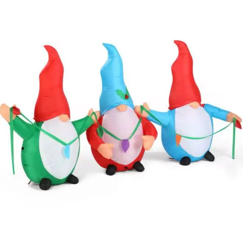 6.6ft Inflatable Christmas Gnomes Set - 3PC Light-Up Yard Decoration with LED for Festive Outdoor Display