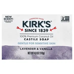 Kirk's 100% Premium Coconut Oil Castile Bar Soap, Lavender & Vanilla, 4 oz (113 g)