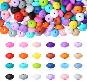 200 count  Lentil Beads, 24 Colors 12mm  Abacus Beads for  Making Focal Beads Bulk for Necklace Bracelet DIY Crafts Colorful Spacer Beads for Pens