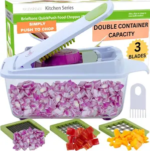 QuickPush  :  & 200% More Container Capacity, 30% Heavier Duty, For Onion, Fruit and Vegetable Chopping, with 3 Dicer  , Keep-Fresh Lid, and 5 Recipe Ebooks