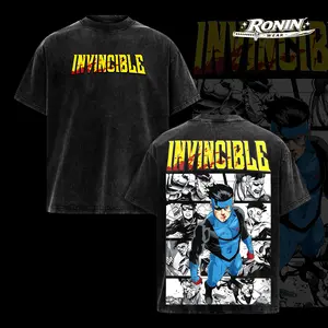 ToolHeaven Superstyle Limited Edition Emperor Mark Grayson Invincible War Comic Double Printed Oversize Lightweight Acid Washed Tee TV Series Graphic Tee T-Shirt