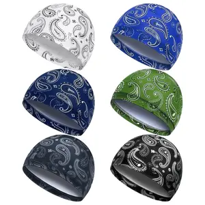 6Pcs Paisley Skull Cap Helmet Liner - Sweat Wicking Cooling Beanie for Men & Women