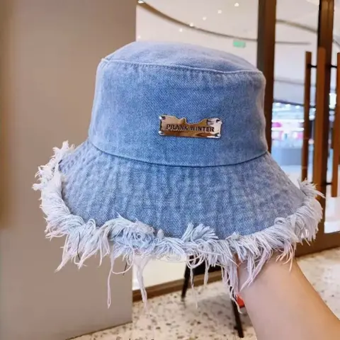 Spring Summer Sun Protection Denim Fisherman Hat, Large Brim Casual Versatile Japanese Style Bucket Hat, Washed Jean Fishing Cap for Women, Adjustable Sunscreen Hat, High Quality Hat, Sun Hats