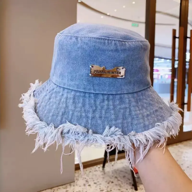 Spring Summer Sun Protection Denim Fisherman Hat, Large Brim Casual Versatile Japanese Style Bucket Hat, Washed Jean Fishing Cap for Women, Adjustable Sunscreen Hat, High Quality Hat, Sun Hats