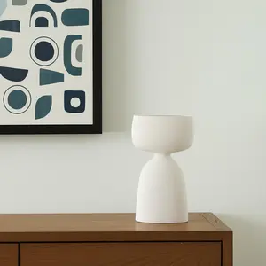 360 stand 12 in. White Handmade Traditional Ceramic Sculptural Table Vase, Modern Decorative Indoor Home Decor for Flowers, Gift-Ready Ideal Present, Home Decorative Vase, Matt, Decoration