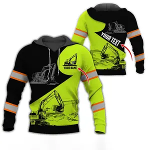 Personalized Excavator Hoodie, Custom Name Construction Work Hoodie with Excavator Print, Gift for Heavy Equipment Operators & Builders