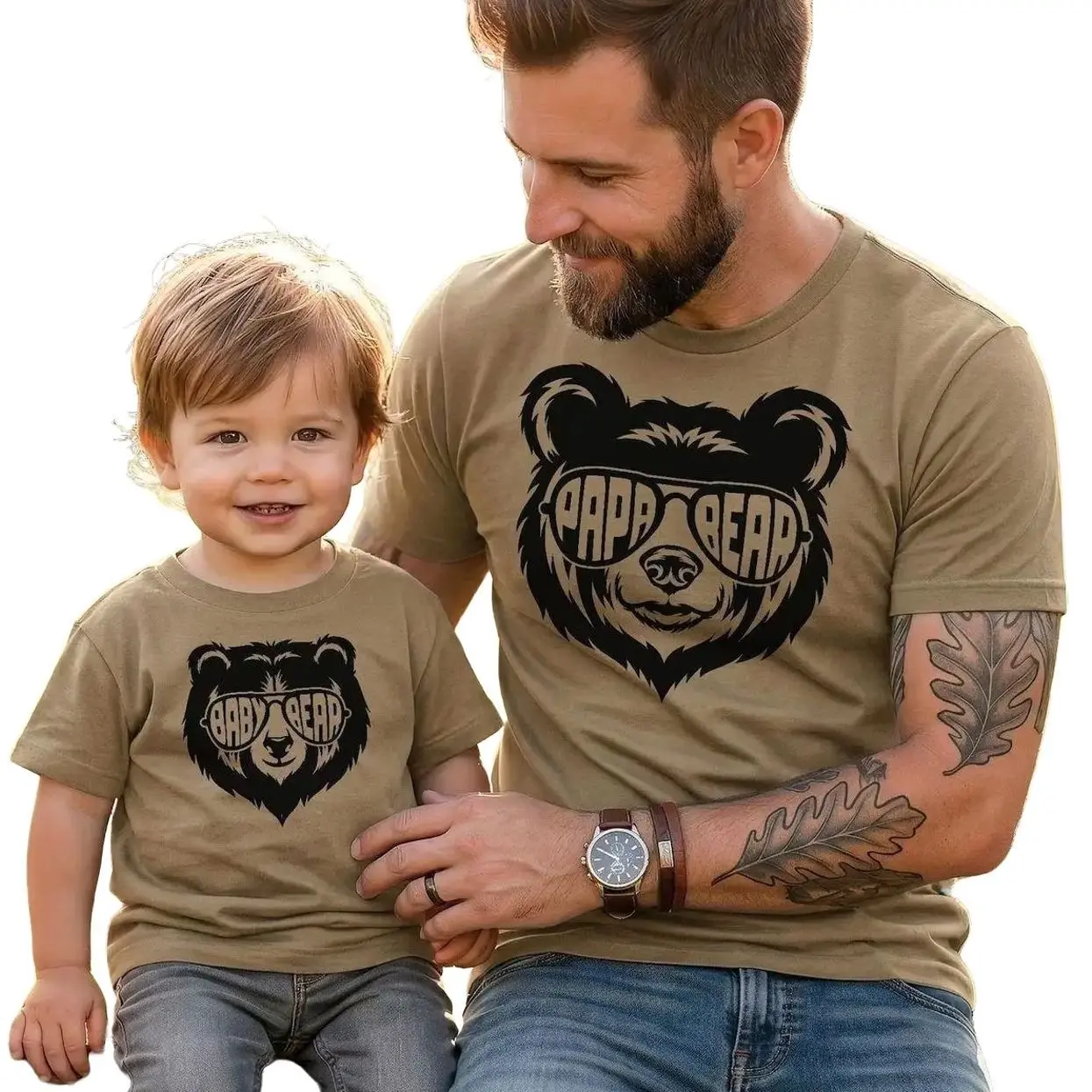 Father's Day Daddy and Me Shirts — Papa Bear Baby Bear Matching Set, Dad and Baby Gift
