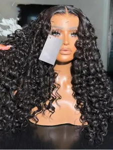 26 Inch Fashion Natural Lace Front Wig, 180% Density Curly Deep Wave, Pre-Braided Soft Twist, Suitable for Women Daily Use, Curly Wigs