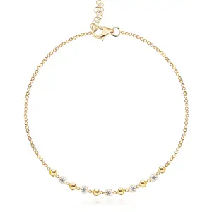 Gold and Diamonds Beads Bracelet