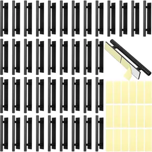 40 Pack Peel and Stick Cabinet Handles, ABS Cabinet Handles Self-Stick Push Pull Helper Stick on Drawer Pulls for Cabinets Closet Drawer Door Furniture Handle - Black