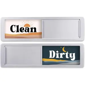 Dishwasher  Clean Dirty Sign -  Signs That Say Clean/Dirty - Optional Sticker Adhesive for Non-Metal Stainless Steel Dish Washers - Boho Style
