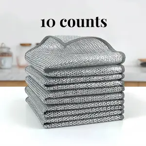 2025 New Upgrade 10 Counts Dishwashing Rags - No Scratches, No Odor, Multipurpose Wire for Kitchen Cleaning, Sinks, Dishes & More