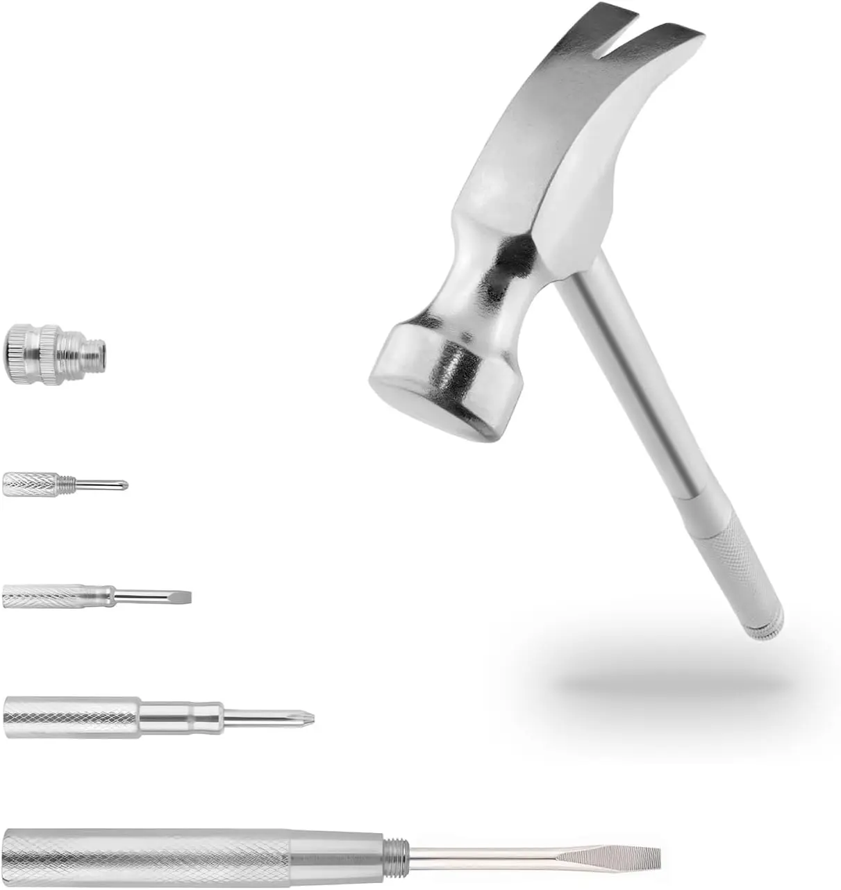 Mini Metal Hammer 6 in 1 with Slotted/Flat  Phillips  Claw Hammer Manual, Portable Multifunction Tool Hammer ()