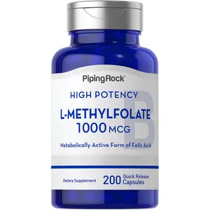 Piping Rock L Methylfolate 1000 mcg | 200 Capsules | Optimized and Activated | Non-GMO, Gluten Free Piping Rock L Methylfolate 1000 mcg | 200 Capsules | Optimized and Activated | Non-GMO, Gluten Free