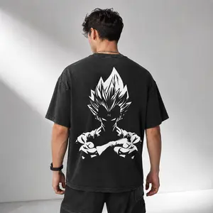 Dragon Ball Vintage Washed Graphic Tee – Oversized Anime Streetwear T Shirt, Saiyan Power Retro Y2K Tee, Digital Print Acid Wash Manga Shirt
