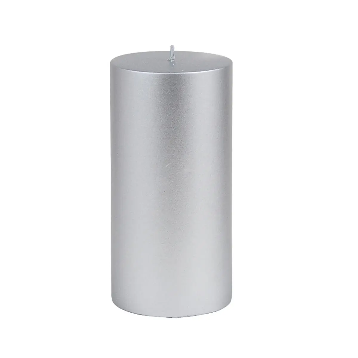 Metallic Silver 3x6 in. Pillar Candle, Home Decor Accent for Living Spaces