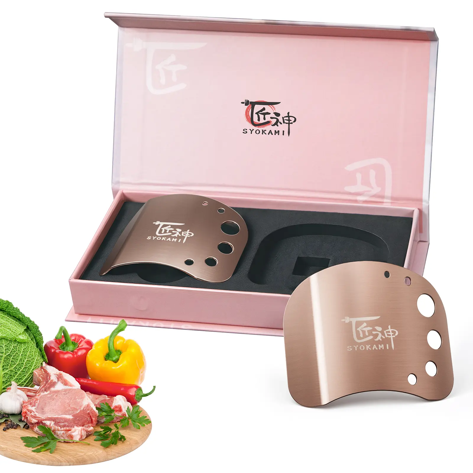 【DealsForYouDays】SYOKAMI 2 Pack Finger Guards for Cutting Food, Multifunctional Stainless Steel Finger Protector with Herb Stripper, Adjustable to Fit Different Finger Sizes, Safe Kitchen Tool, Gift for Friend and Family, Mother's Day Gift