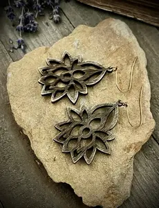 Wooden Lotus Earrings