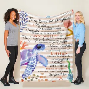 Motivational Plush Flannel Blanket, Soft Comfortable Design, Perfect Gift for Daughter, Multi-Use, Positive Emotion Gift