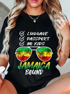 Unisex Vintage Style 100% Cotton Graphic T-Shirt, Funny Jamaican Vacation Casual Streetwear Top for Everyday Wear