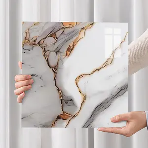 Thick Durable Marble Look 3D Self-Adhesive Decorative Tile Stickers, 36 Pieces 30x30cm Waterproof Oilproof Anti-Stain Wall Tiles, Marble Pattern Sticker