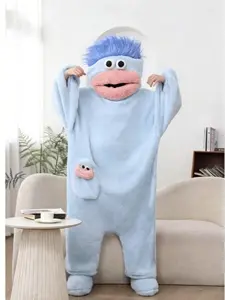 Unique Plus-Size Pajamas with Comb Fun-Themed Onesies Thick Sausage-Fur Robes Loungewear Jumpsuit & Brushable Wig Unisex Valentine's Day Gift