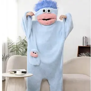 Unique Plus-Size Pajamas with Comb Fun-Themed Onesies Thick Sausage-Fur Robes Loungewear Jumpsuit & Brushable Wig Unisex Valentine's Day Gift
