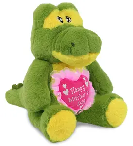 DOLLIBU 9" Eco-Friendly Super-Soft Polyester Stuffed Alligator Toy - Embroidered Heart Feature - Ideal Mothers Day Gift