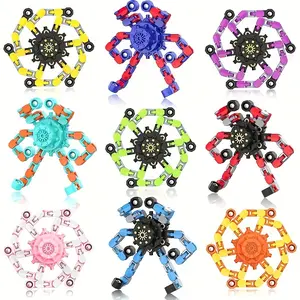 Random 2pcs Transformable Stress Relief Rotating Toy, Fun Sensory Toy, Adult Deformable Chain DIY Robot, Finger Play Gyro, Classroom Prize for Kids